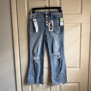 Tinseltown Light Blue Distressed Flare Jeans